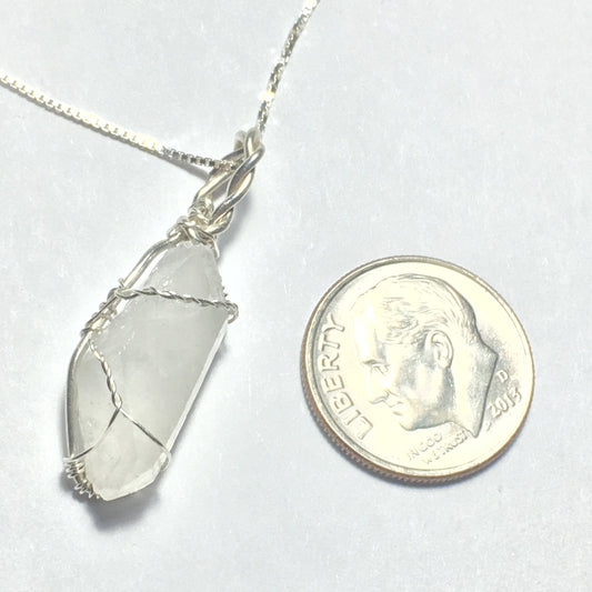 Silver and Double Terminated Arkansas Quartz pendant