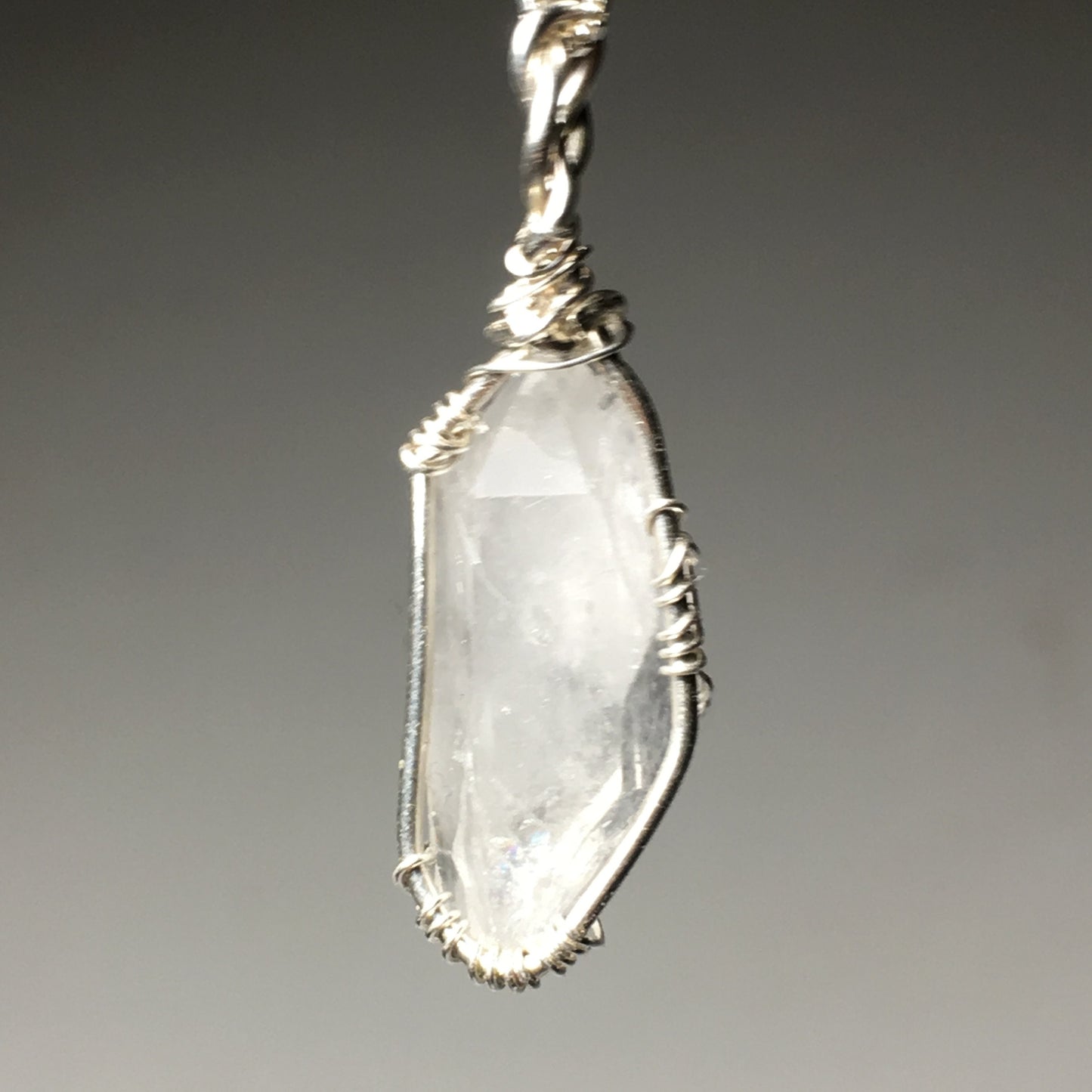 Silver and Double Terminated Arkansas Quartz pendant
