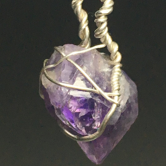 Amethyst Crystal Pendant Sterling Silver