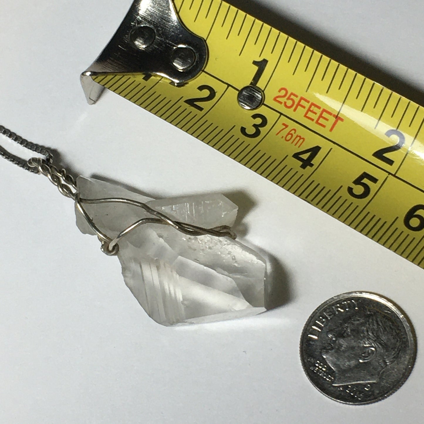 Double Terminated Arkansas Quartz and Silver Pendant