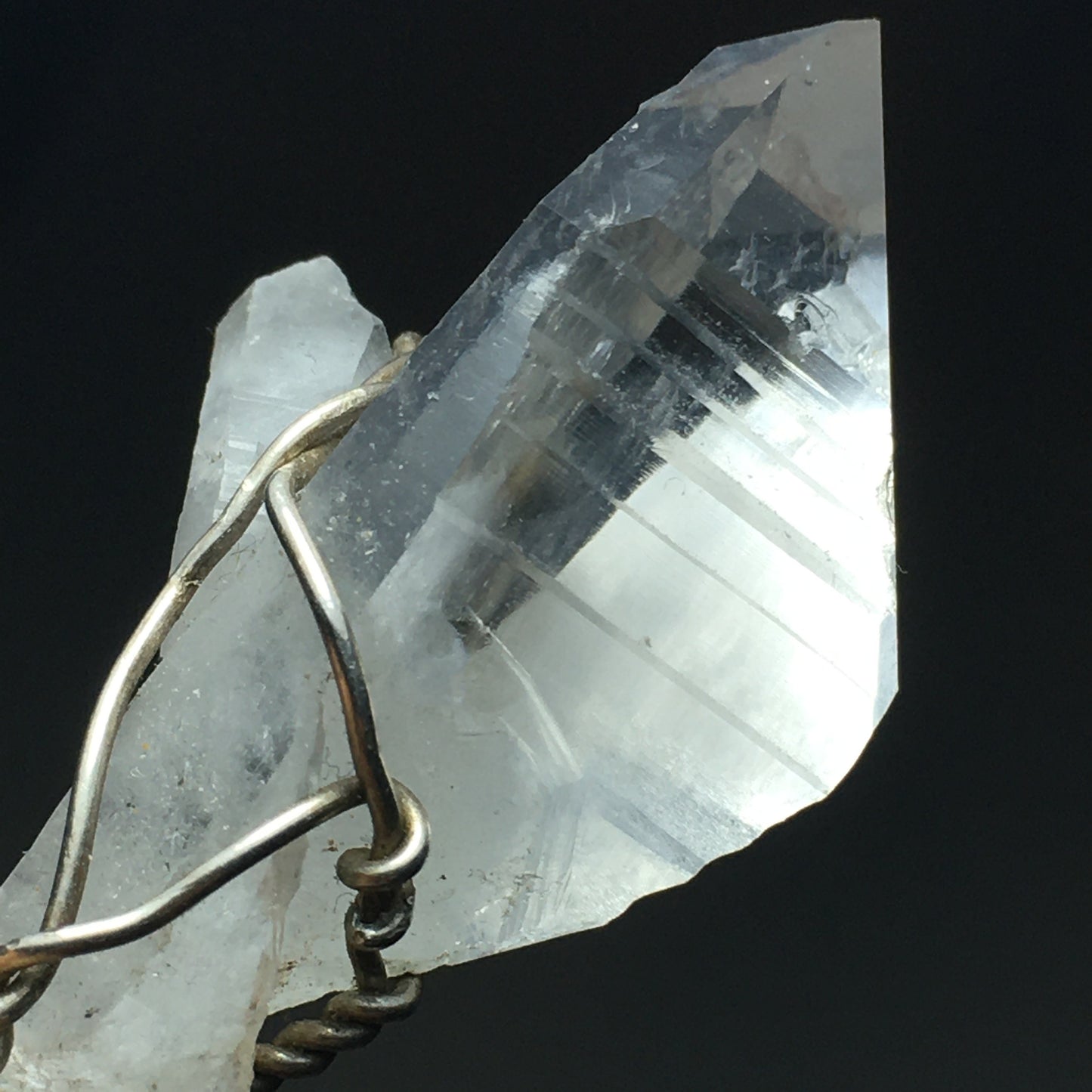 Double Terminated Arkansas Quartz and Silver Pendant