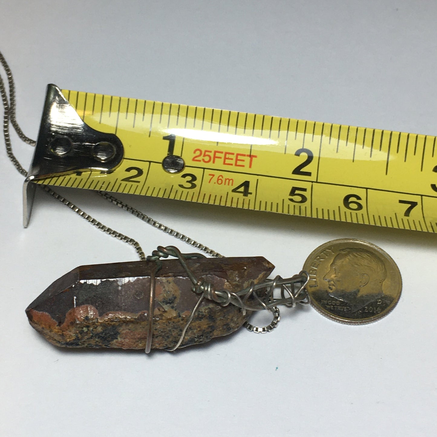 Double Terminated Quartz Pendant on sterling silver chain