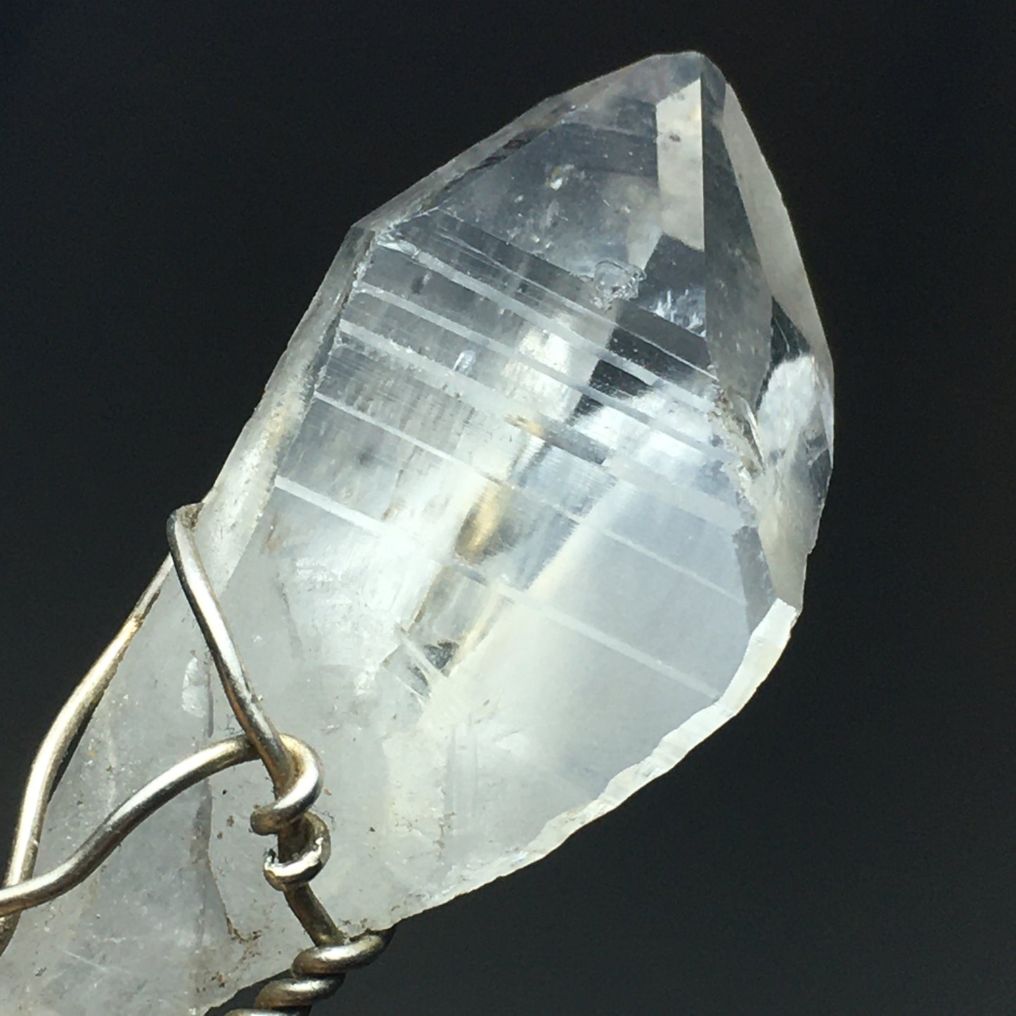 Double Terminated Arkansas Quartz and Silver Pendant