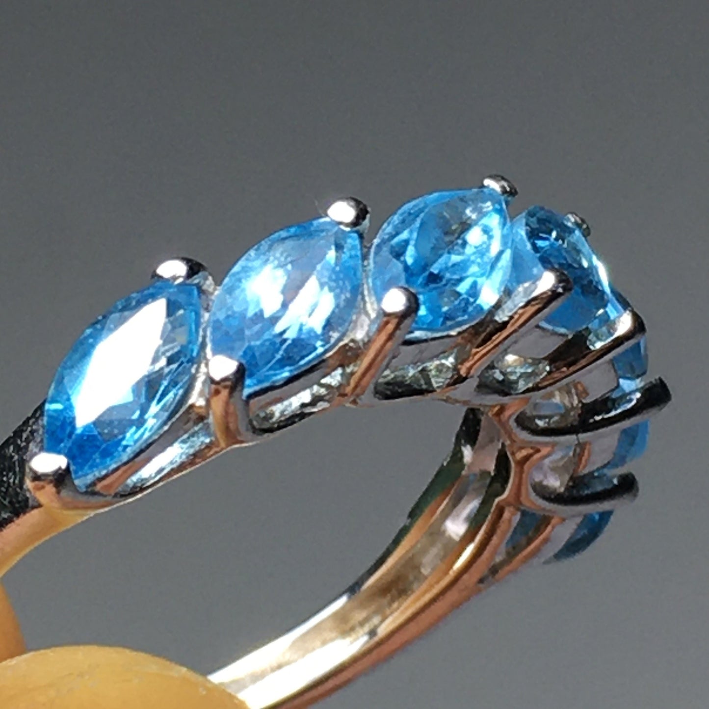 Blue Topaz 7-Stone Sterling Silver Ring (Size 5)
