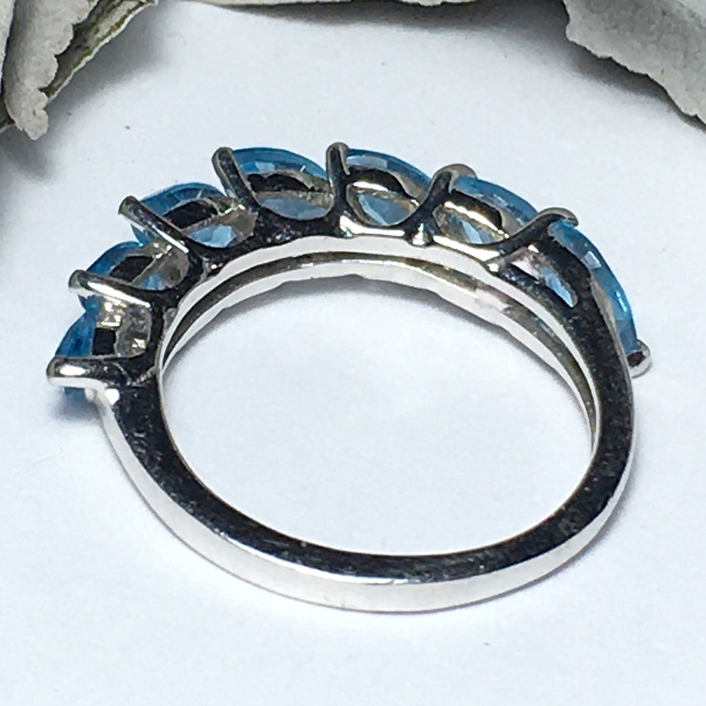 Blue Topaz 7-Stone Sterling Silver Ring (Size 5)
