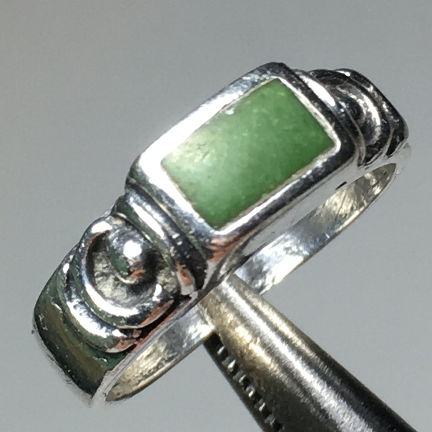 Jade and Silver Ring (Size 4-1/2)