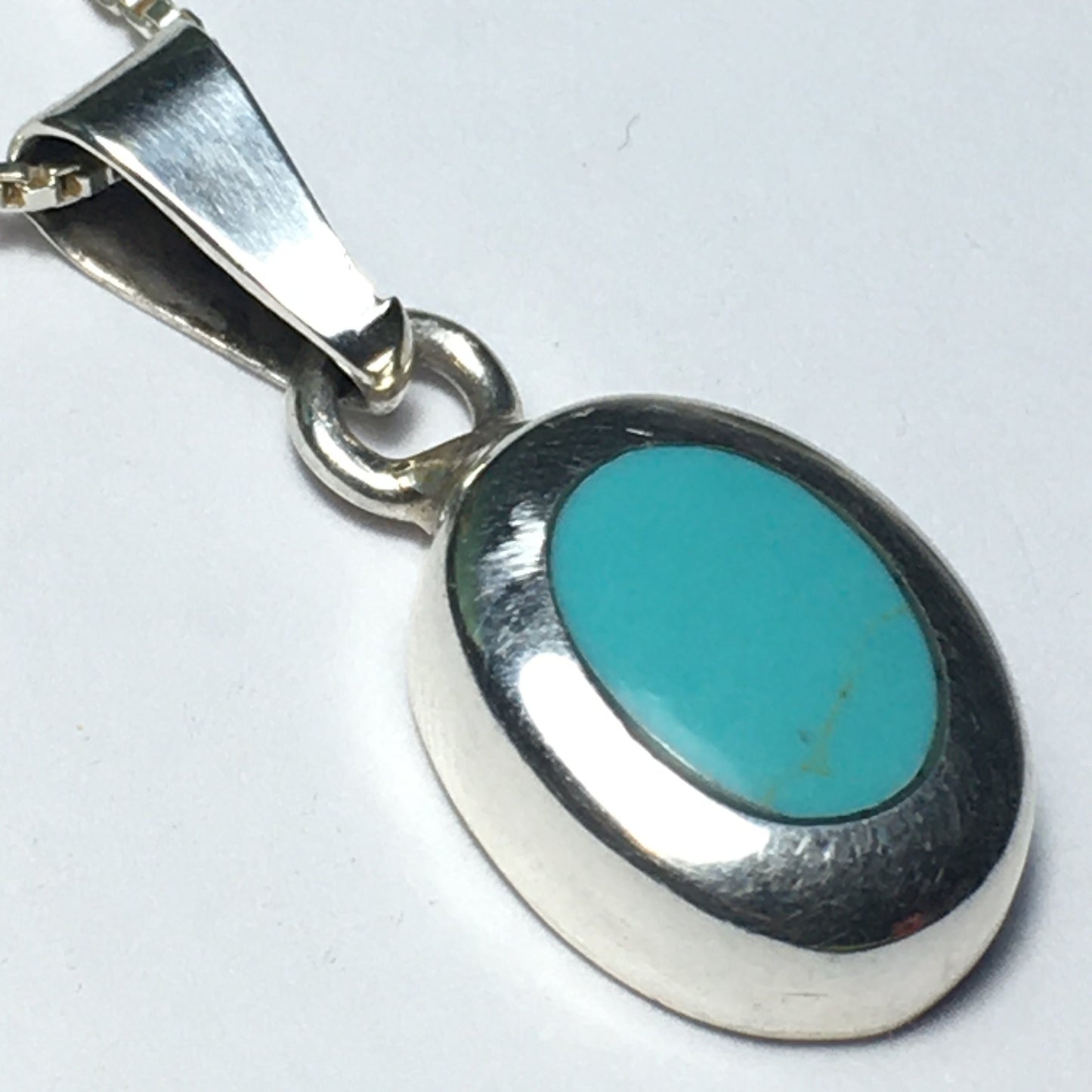 Vtg Turquoise Pendant with Sterling silver chain