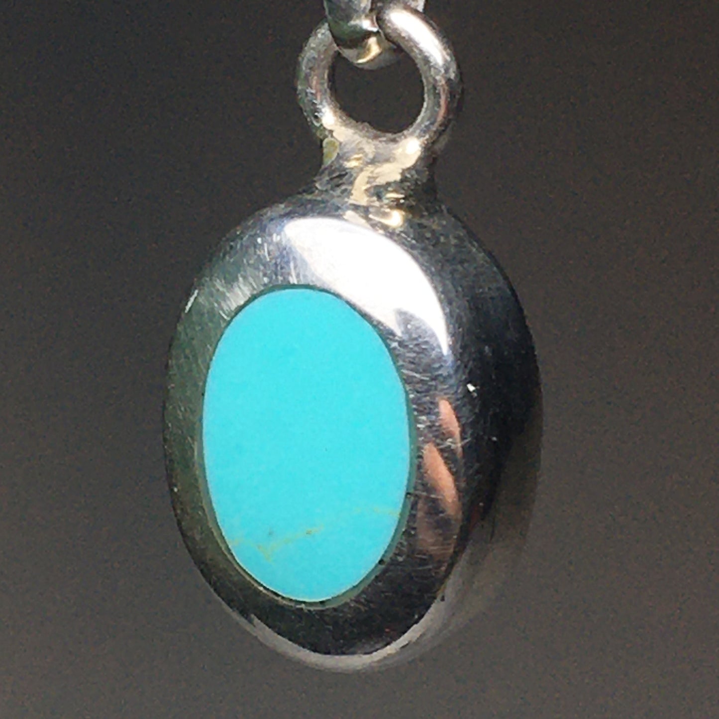 Vtg Turquoise Pendant with Sterling silver chain