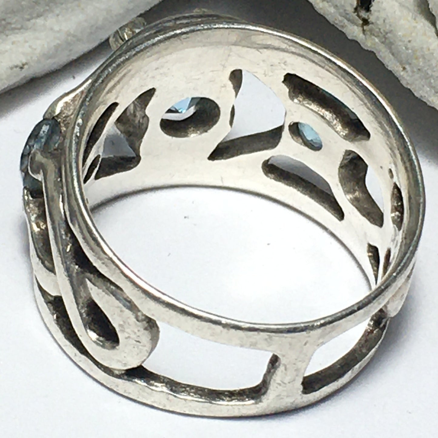 Aquamarine and Silver Ring (Size 8)