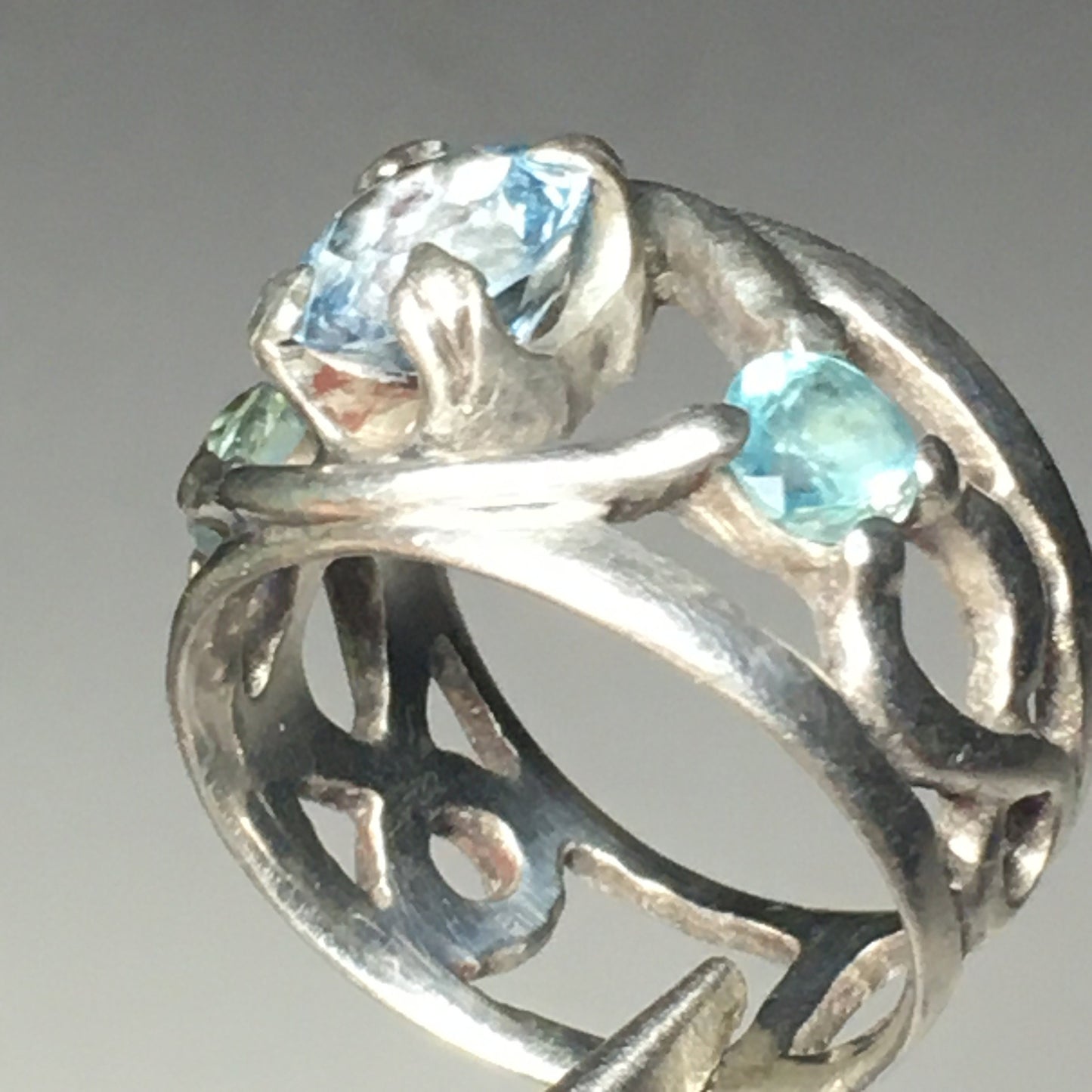 Aquamarine and Silver Ring (Size 8)