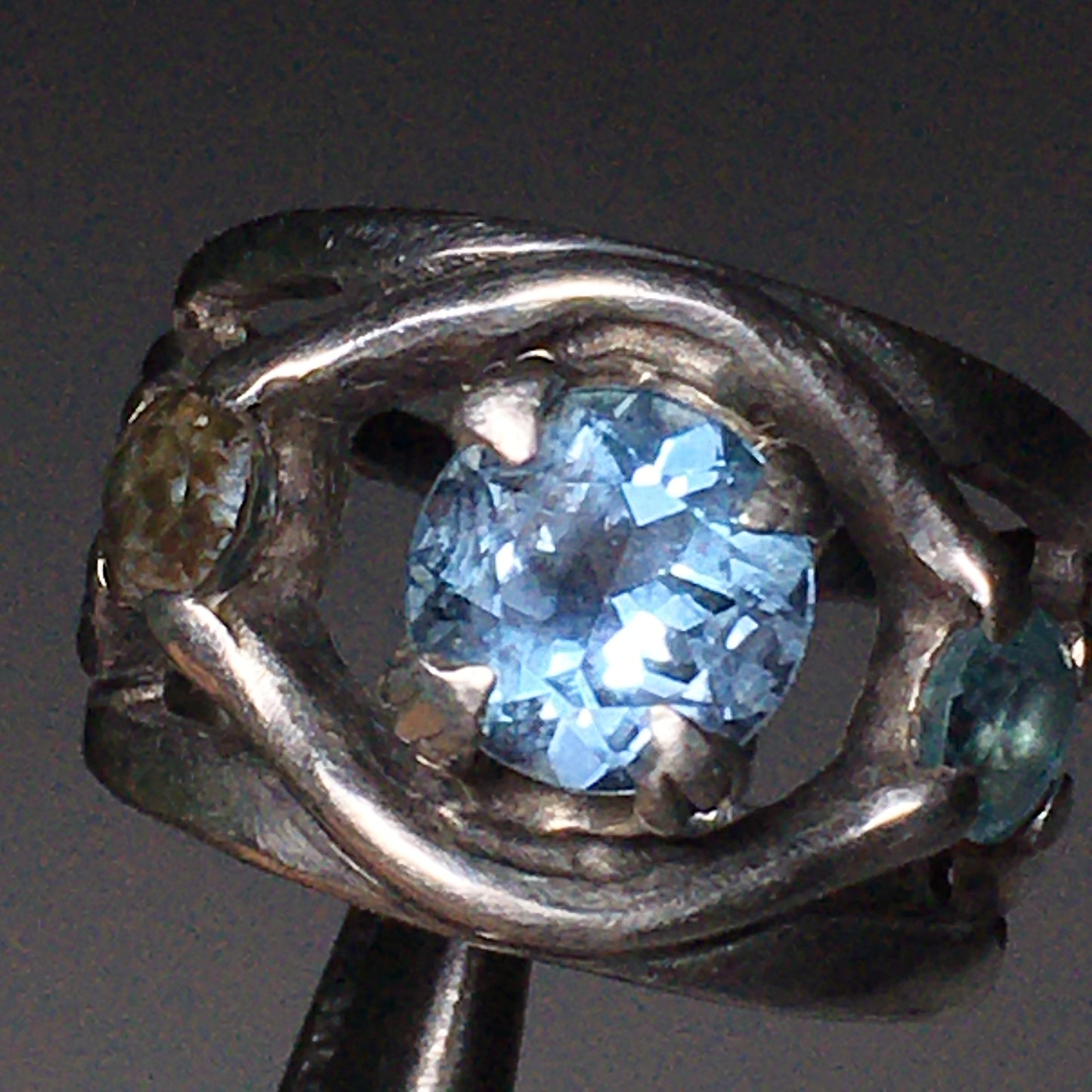 Aquamarine and Silver Ring (Size 8)