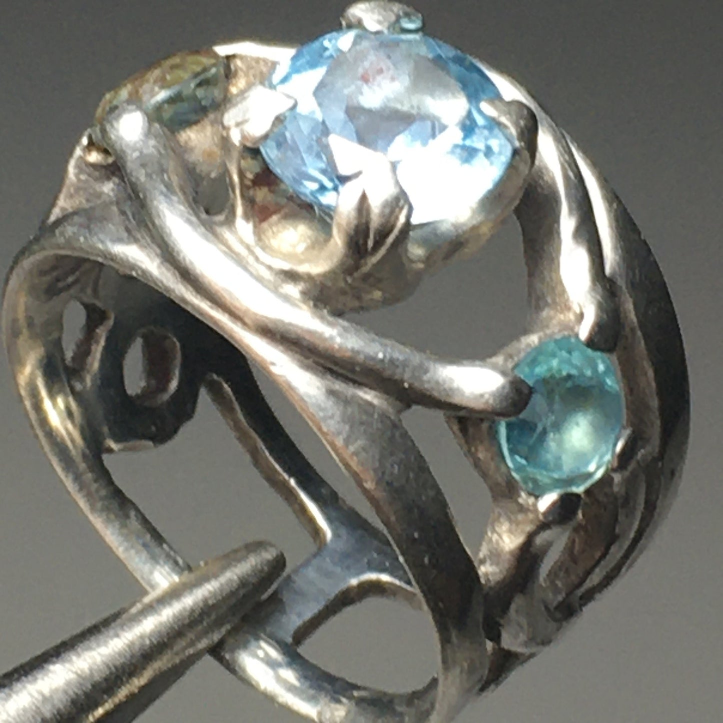 Aquamarine and Silver Ring (Size 8)