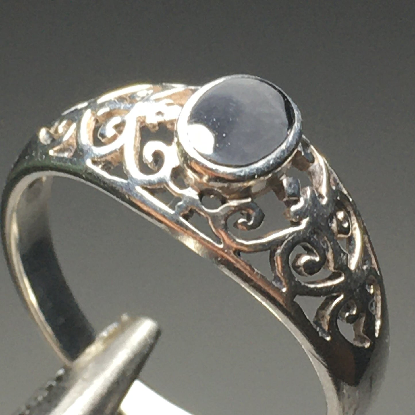 Onyx Sterling Silver Ring (Size 9)