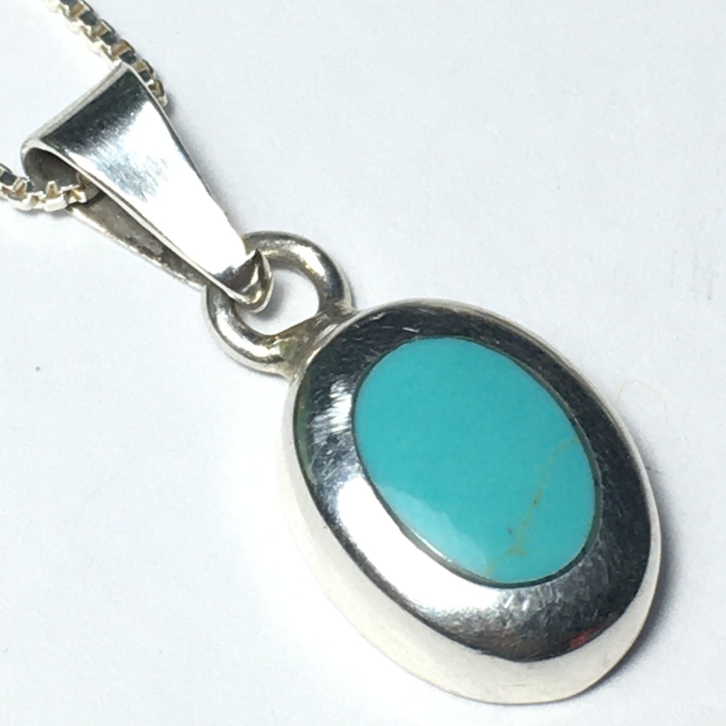 Vtg Turquoise Pendant with Sterling silver chain