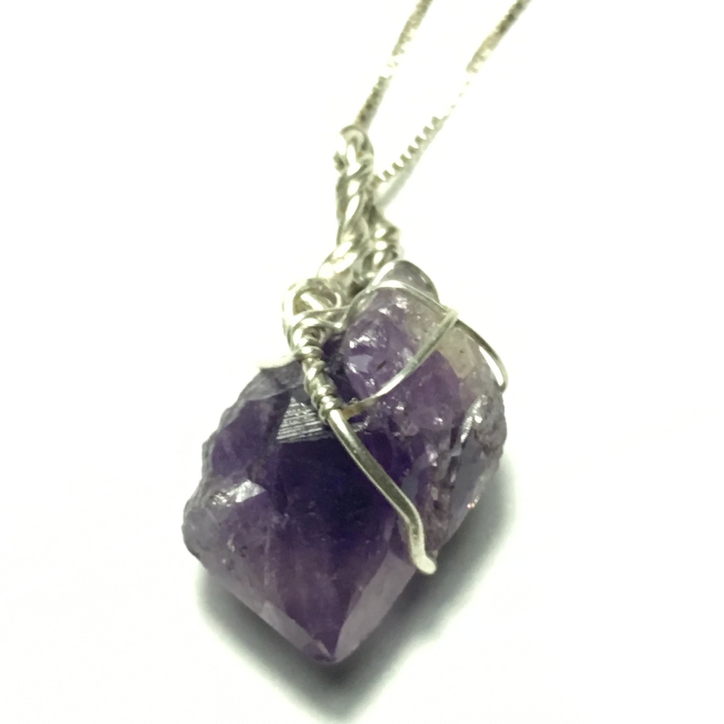 Amethyst Crystal Pendant Sterling Silver