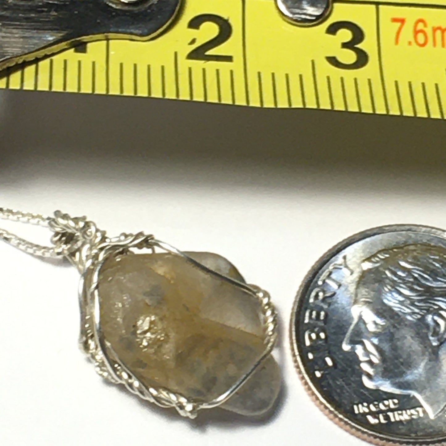 White Blue Yellow Sapphire (untreated, unheated, not irradiated) Silver Wire Wrap Pendant