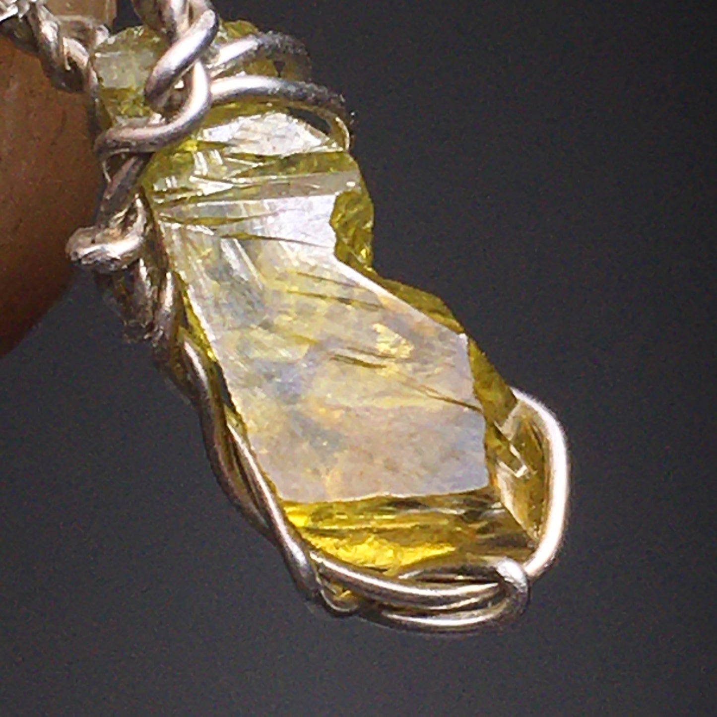 Yellow Zincite Pendant on 18" Silver Chain
