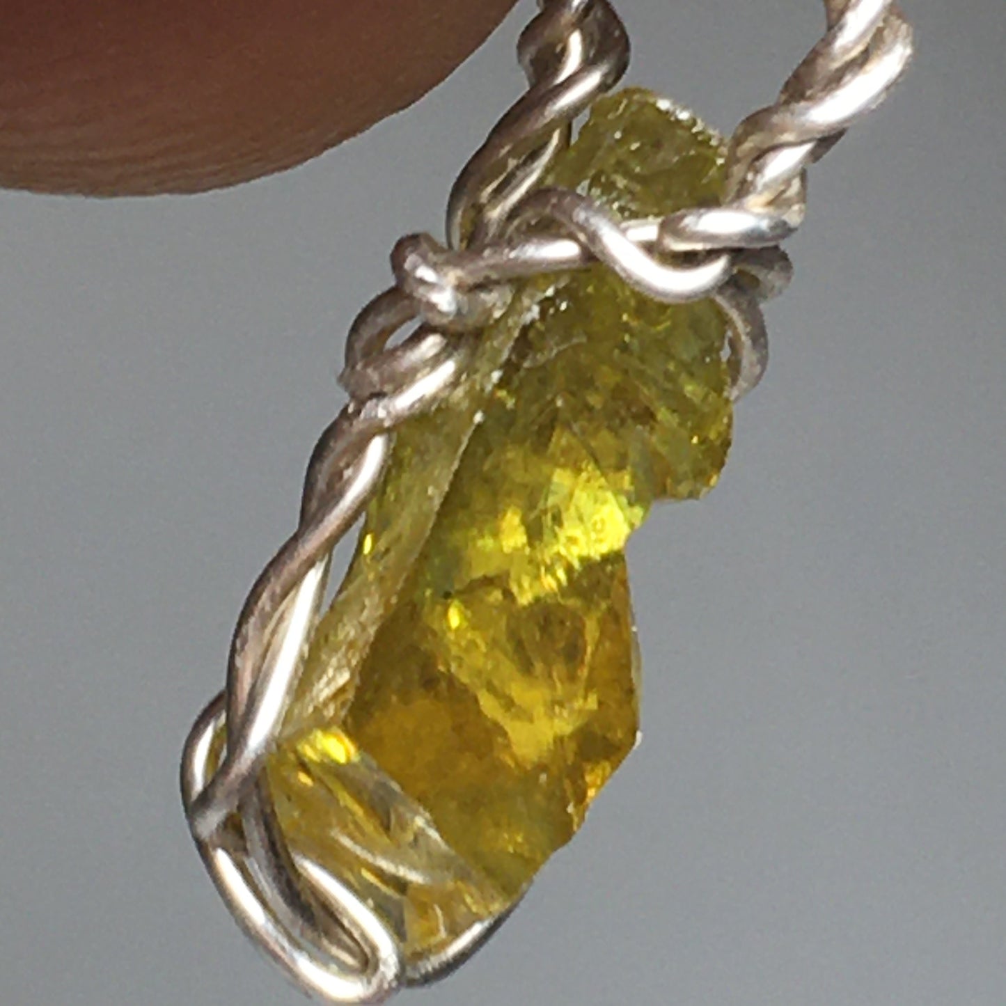 Yellow Zincite Pendant on 18" Silver Chain