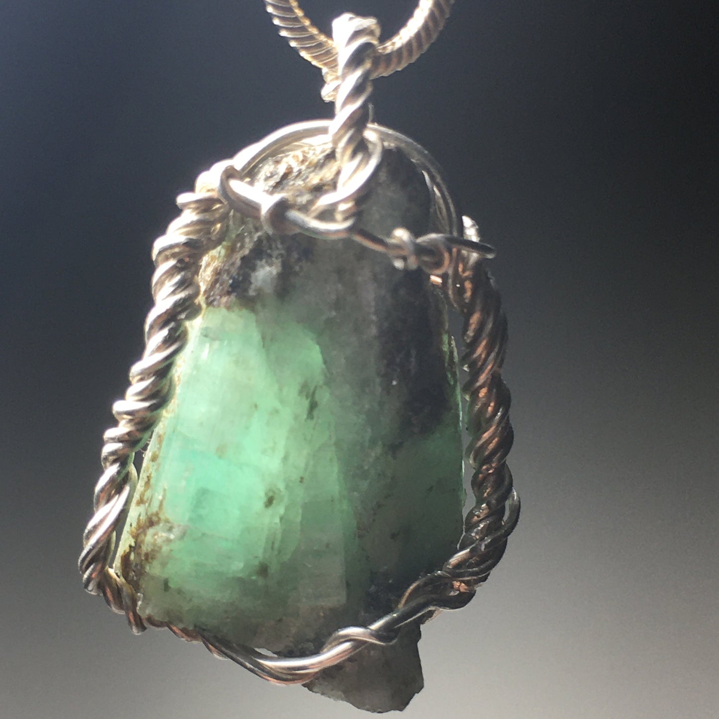 Large Emerald and Silver Pendant