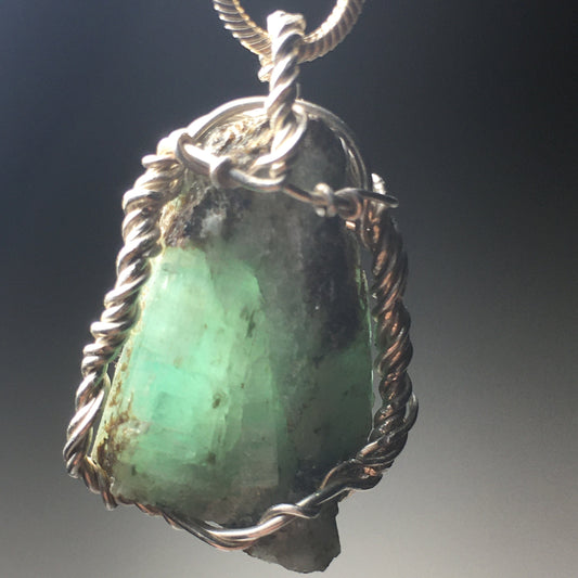 Large Emerald and Silver Pendant