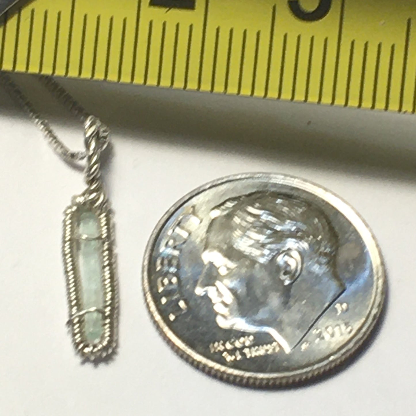 Natural Emerald Silver Wire-Wrap Pendant on Sterling Silver Chain