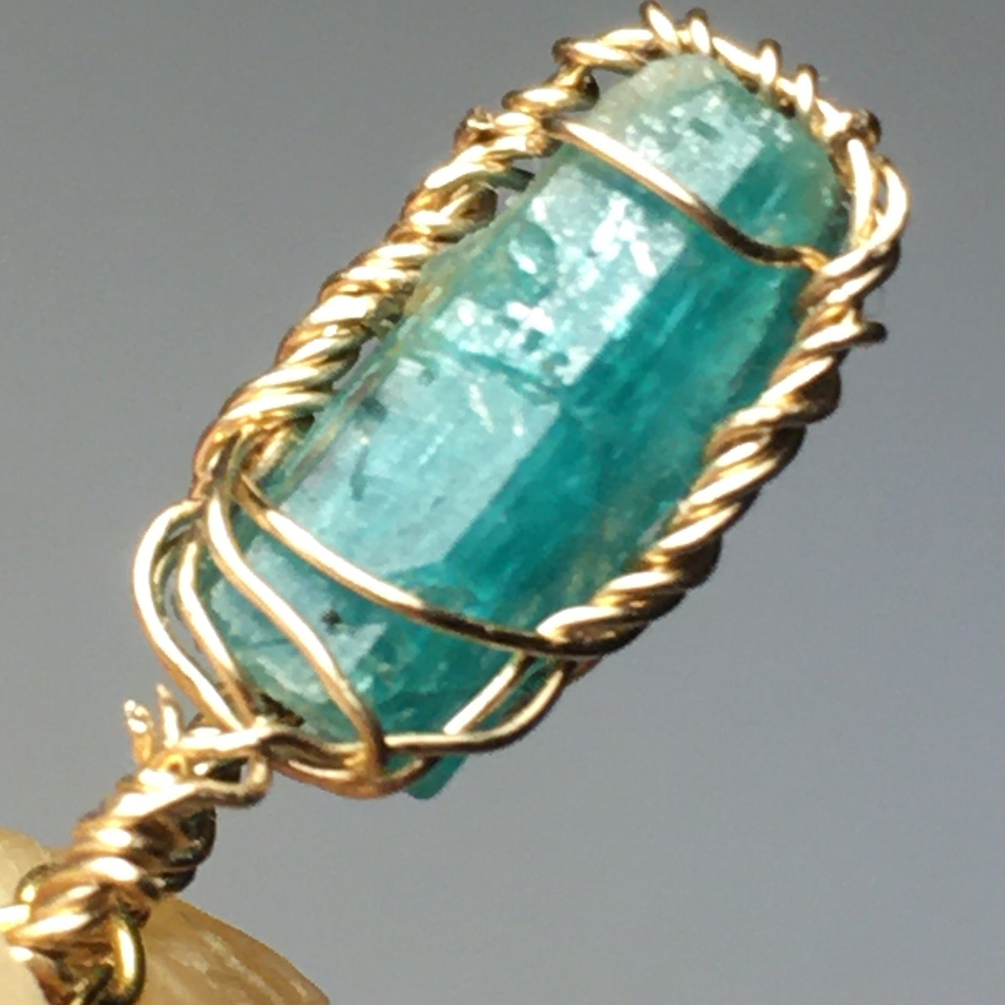 Natural AAA Emerald 14k Gold Wire-Wrap Pendant
