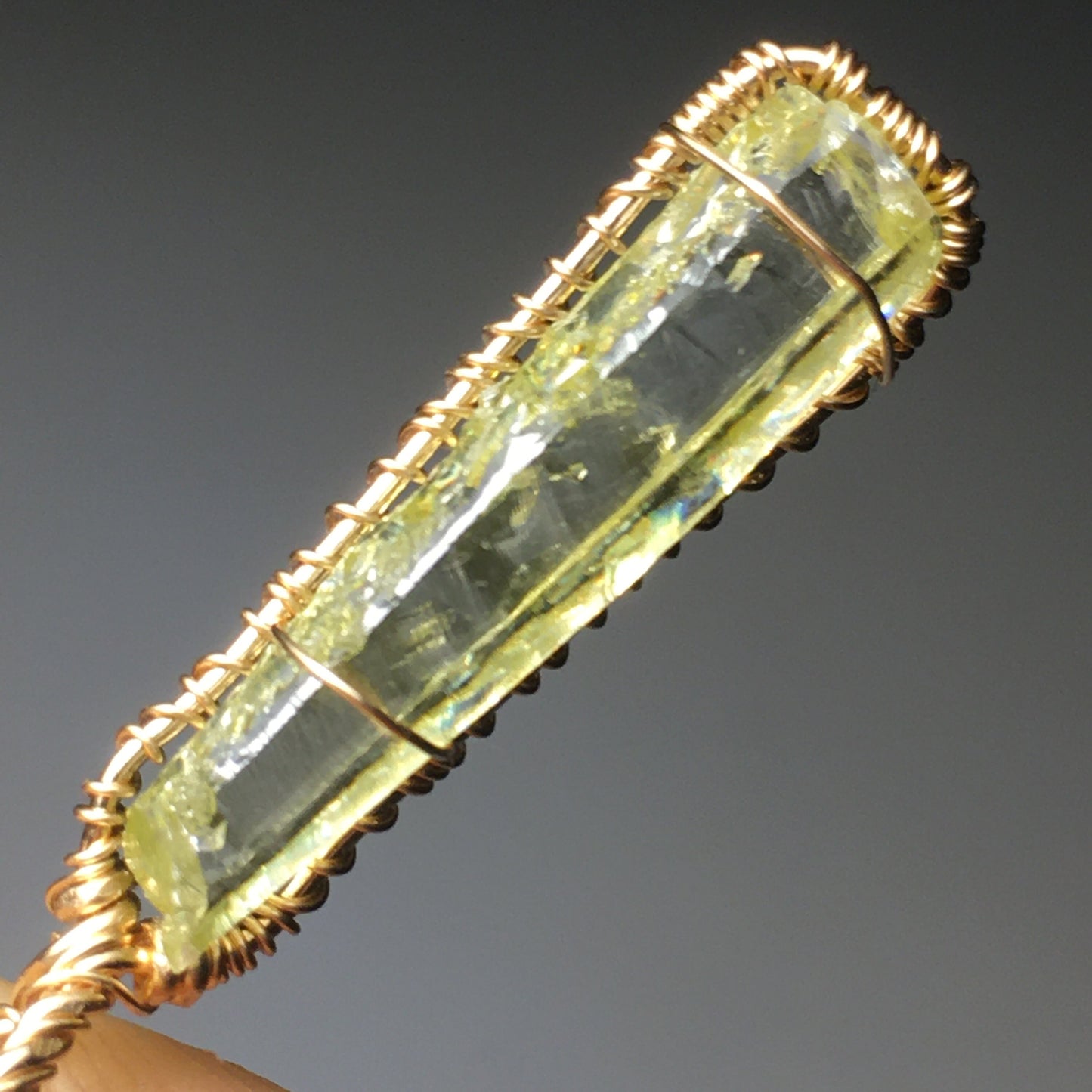 Large Zincite and Gold Pendant Handmade Wire Wrap