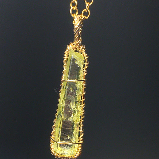 Large Zincite and Gold Pendant Handmade Wire Wrap