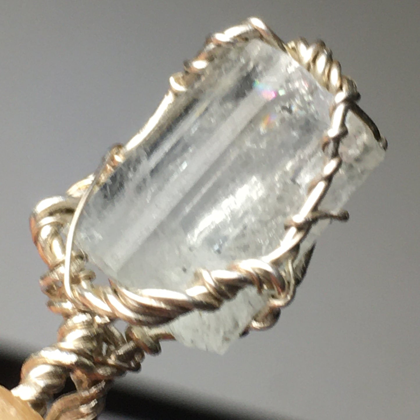 Gem Aquamarine Natural Silver Wire Wrap Pendant