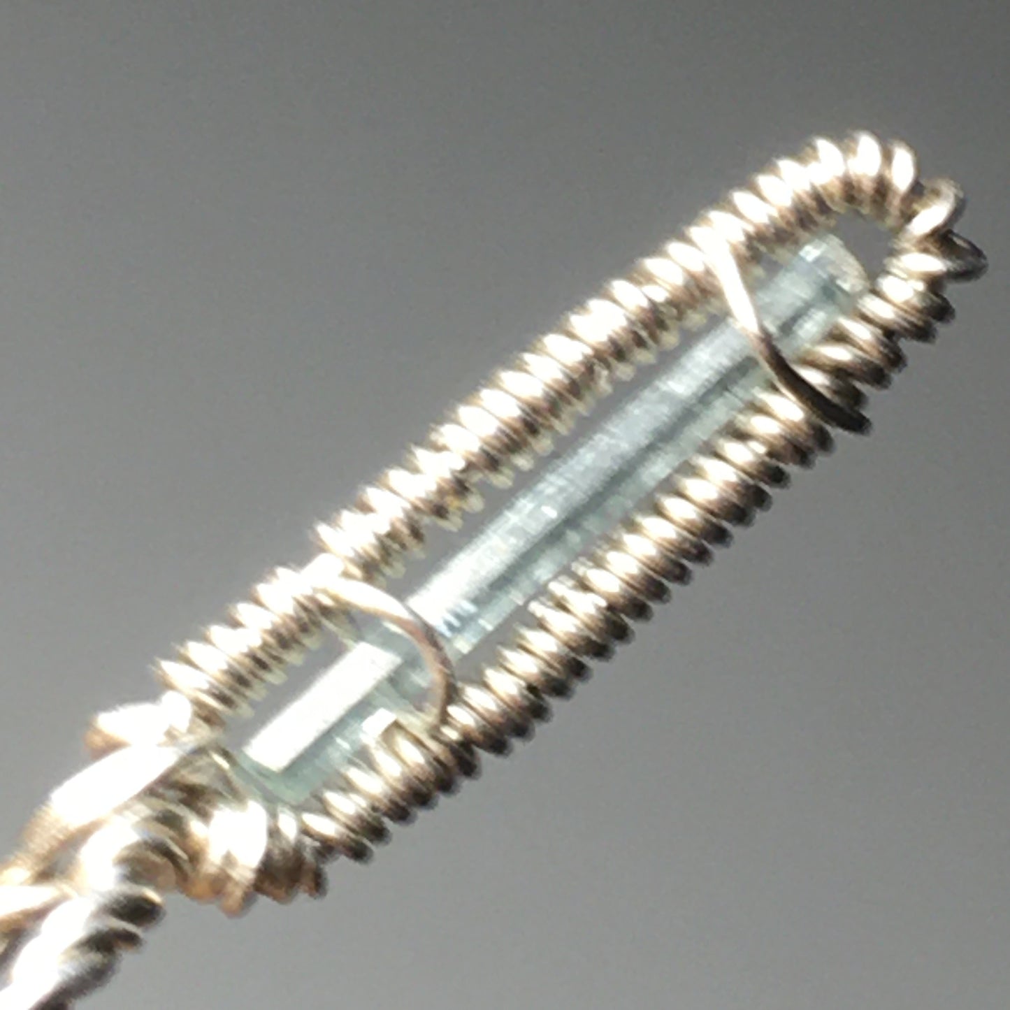 Natural Emerald Silver Wire-Wrap Pendant on Sterling Silver Chain