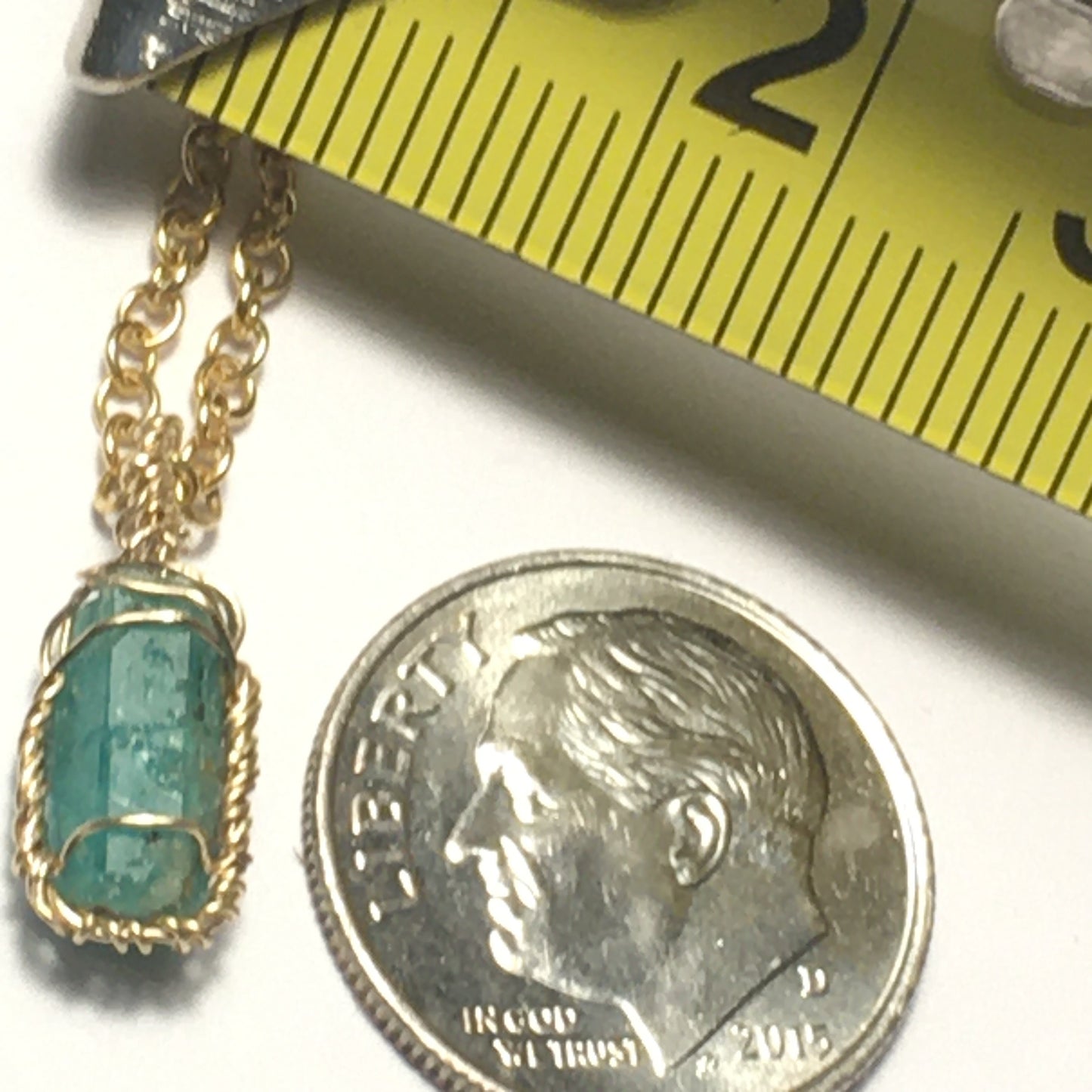 Natural AAA Emerald 14k Gold Wire-Wrap Pendant