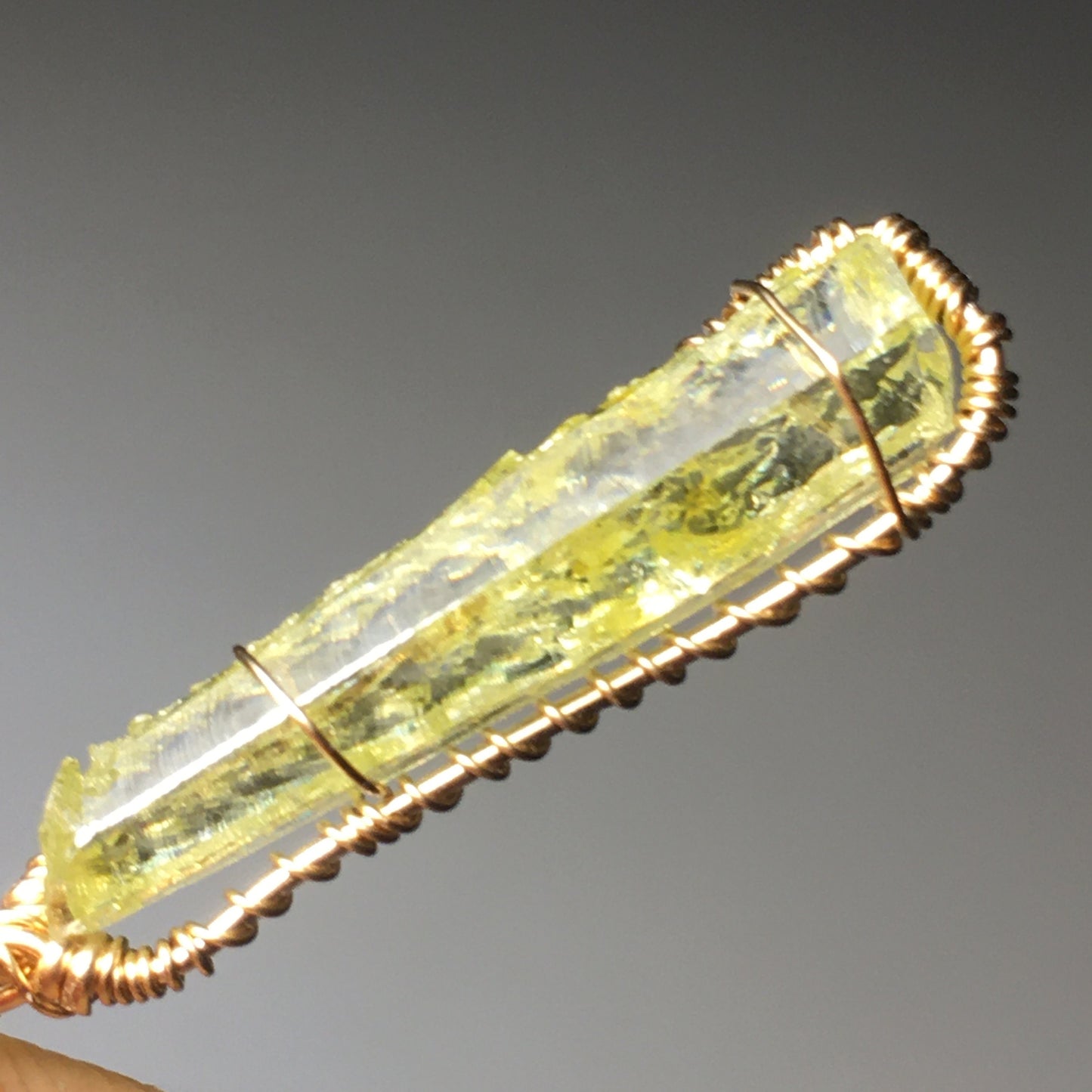 Large Zincite and Gold Pendant Handmade Wire Wrap