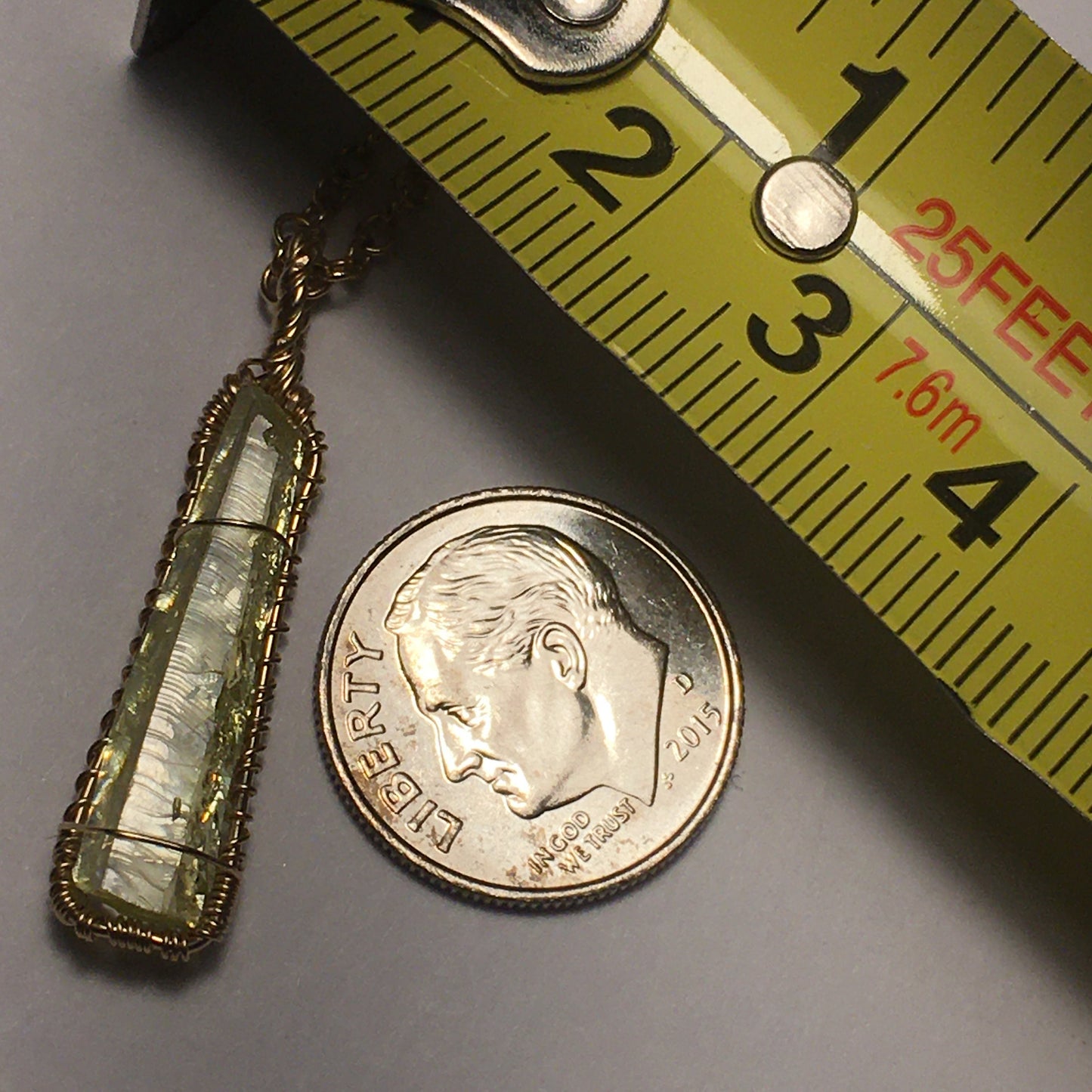 Large Zincite and Gold Pendant Handmade Wire Wrap