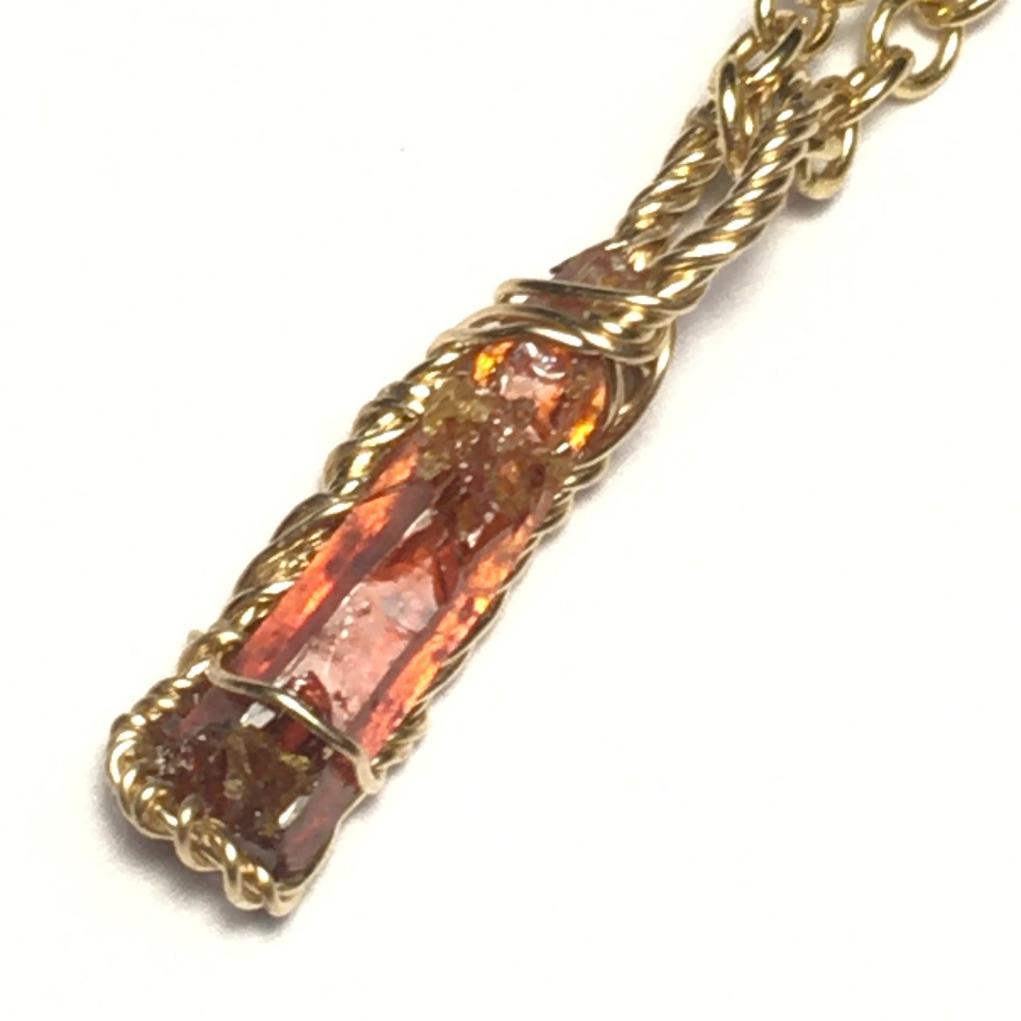 Vibrant Red Zincite and Gold Pendant