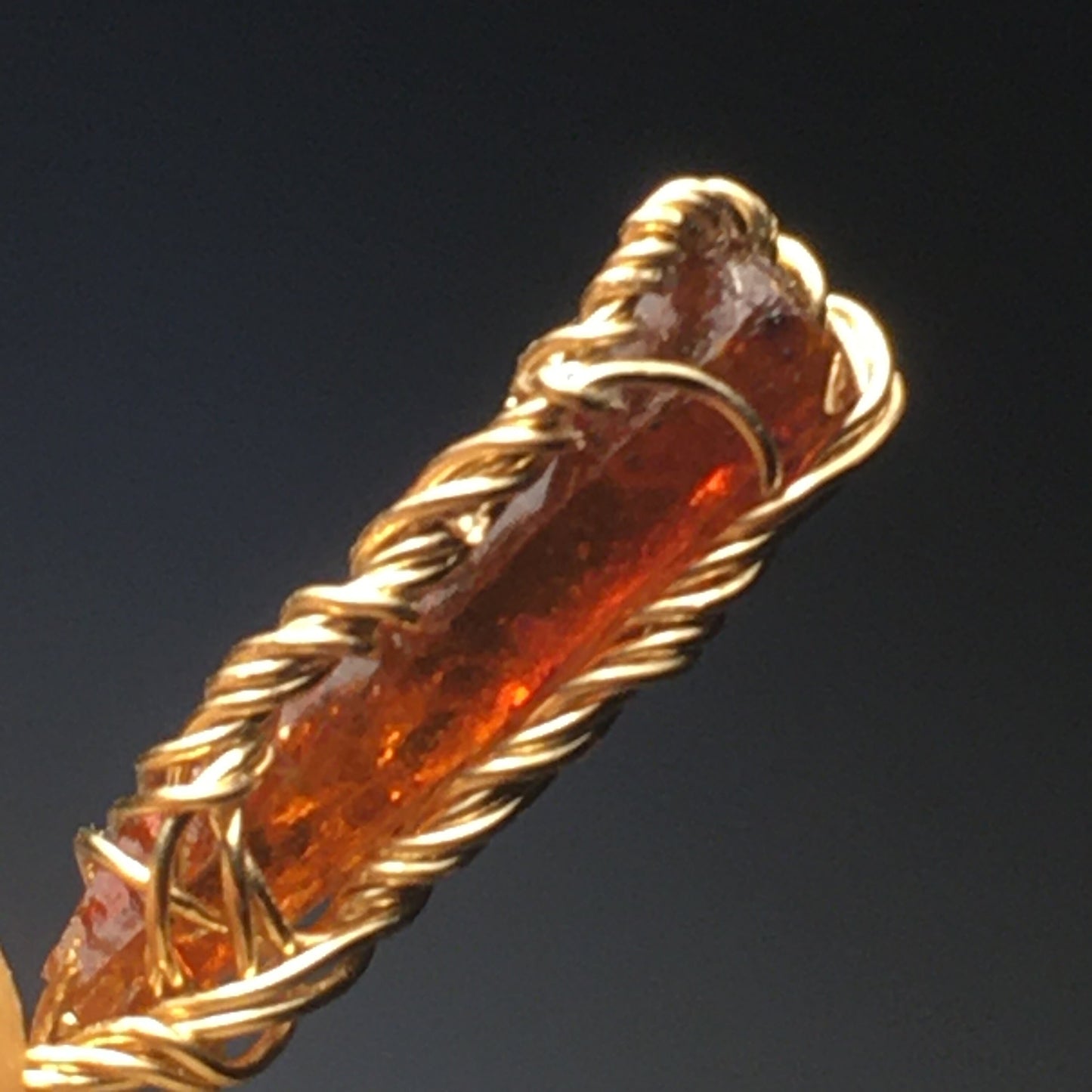 Vibrant Red Zincite and Gold Pendant