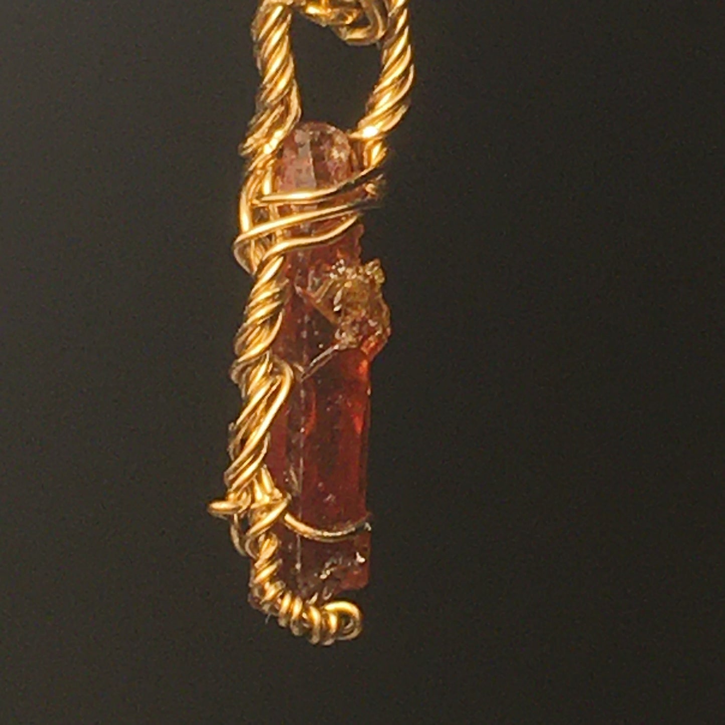 Vibrant Red Zincite and Gold Pendant