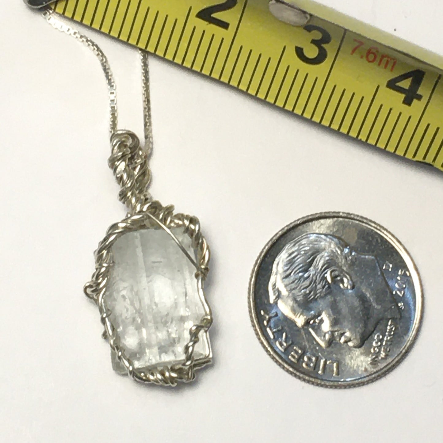 Gem Aquamarine Natural Silver Wire Wrap Pendant