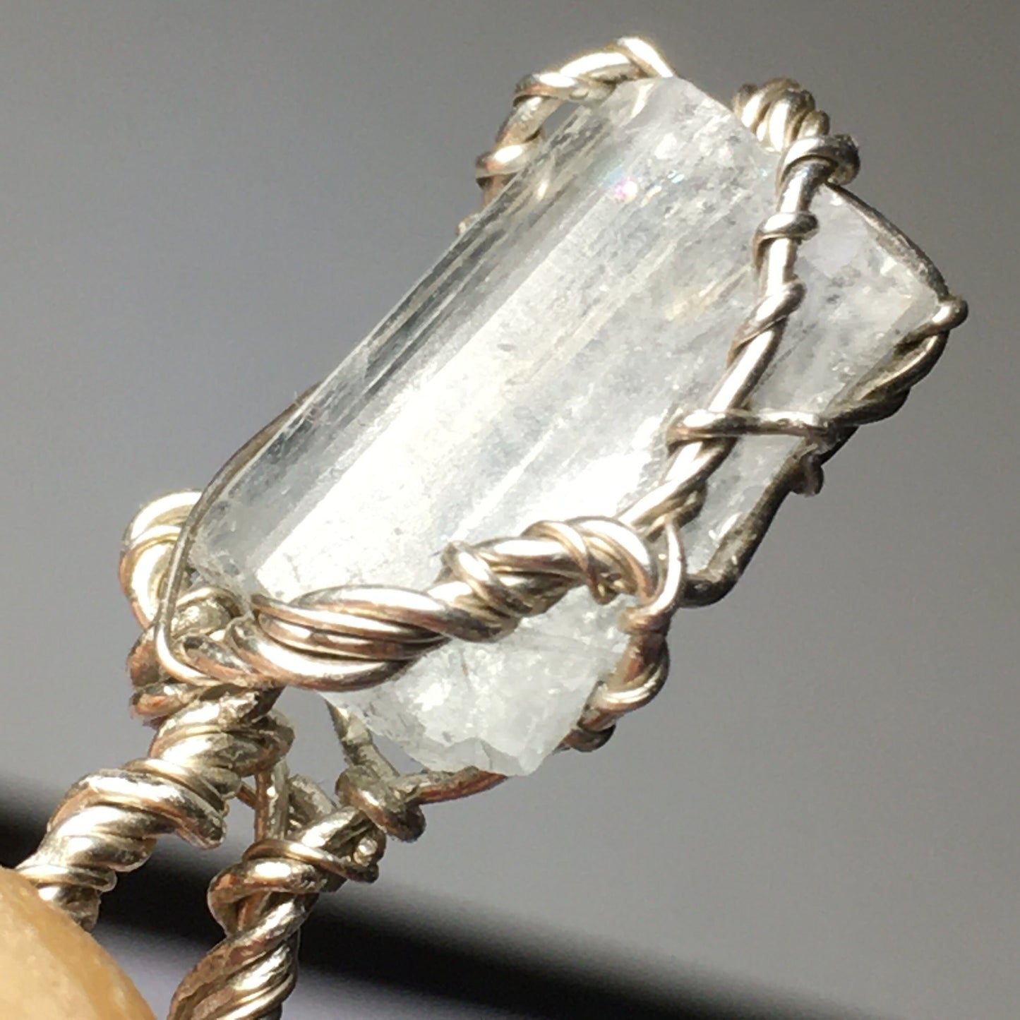 Gem Aquamarine Natural Silver Wire Wrap Pendant