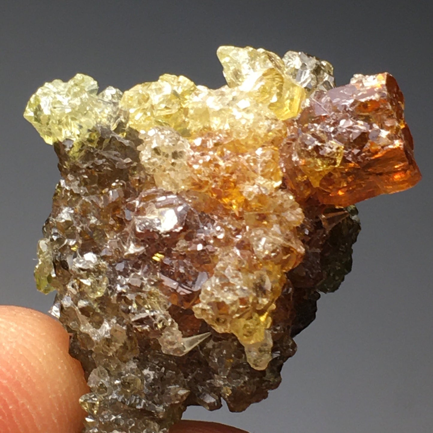 Red Yellow Green Multicolor Zincite Cluster