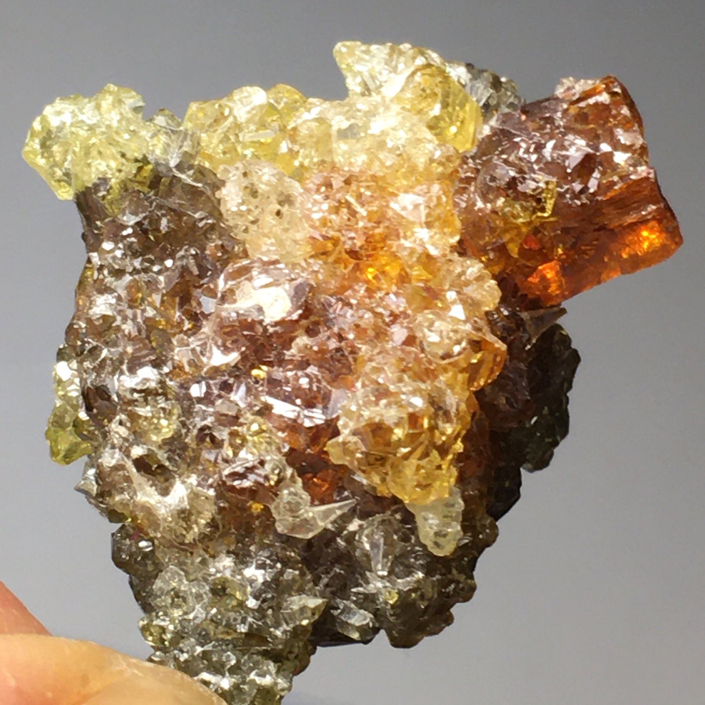 Red Yellow Green Multicolor Zincite Cluster