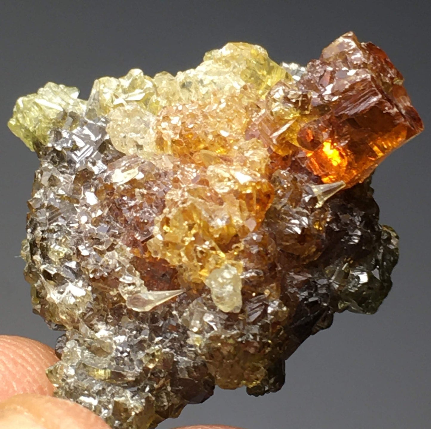 Red Yellow Green Multicolor Zincite Cluster
