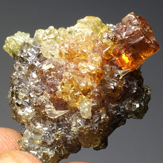 Red Yellow Green Multicolor Zincite Cluster