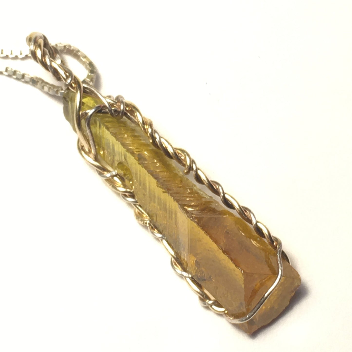 Orange Zincite and Gold Pendant with Chain