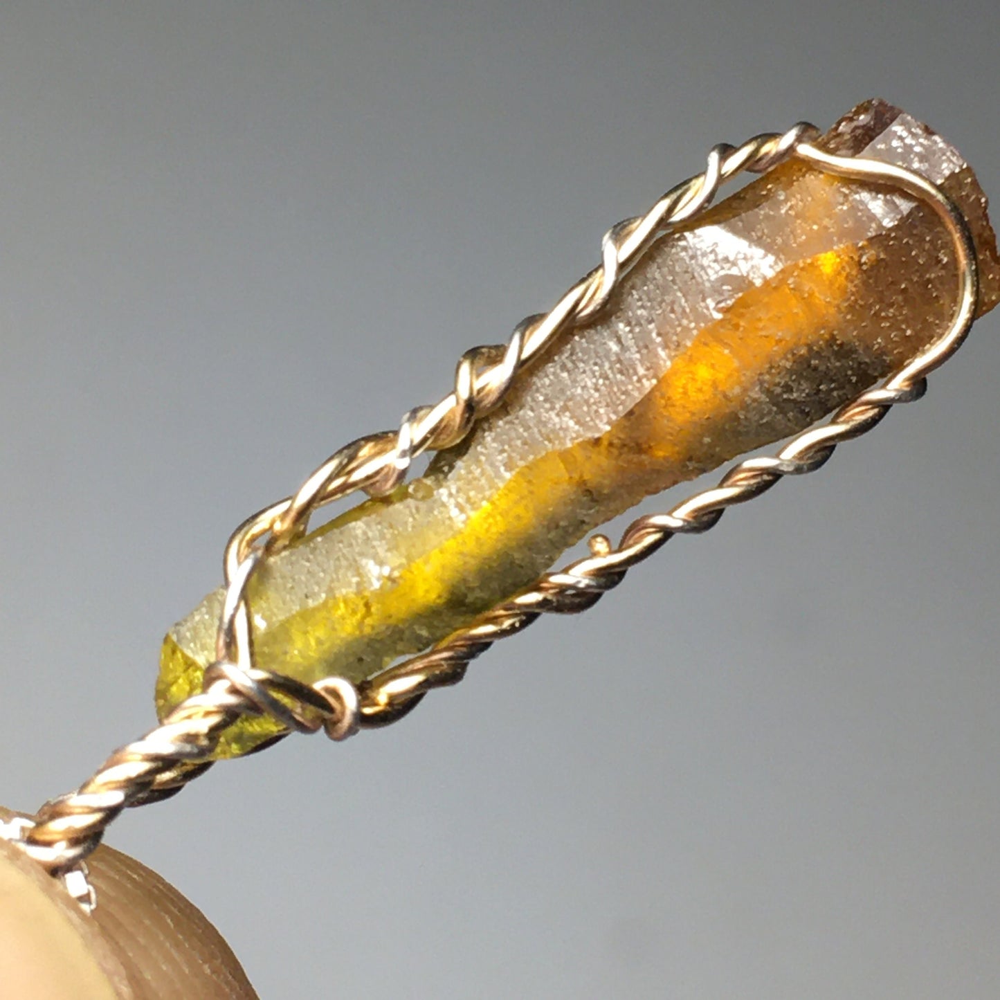 Orange Zincite and Gold Pendant with Chain