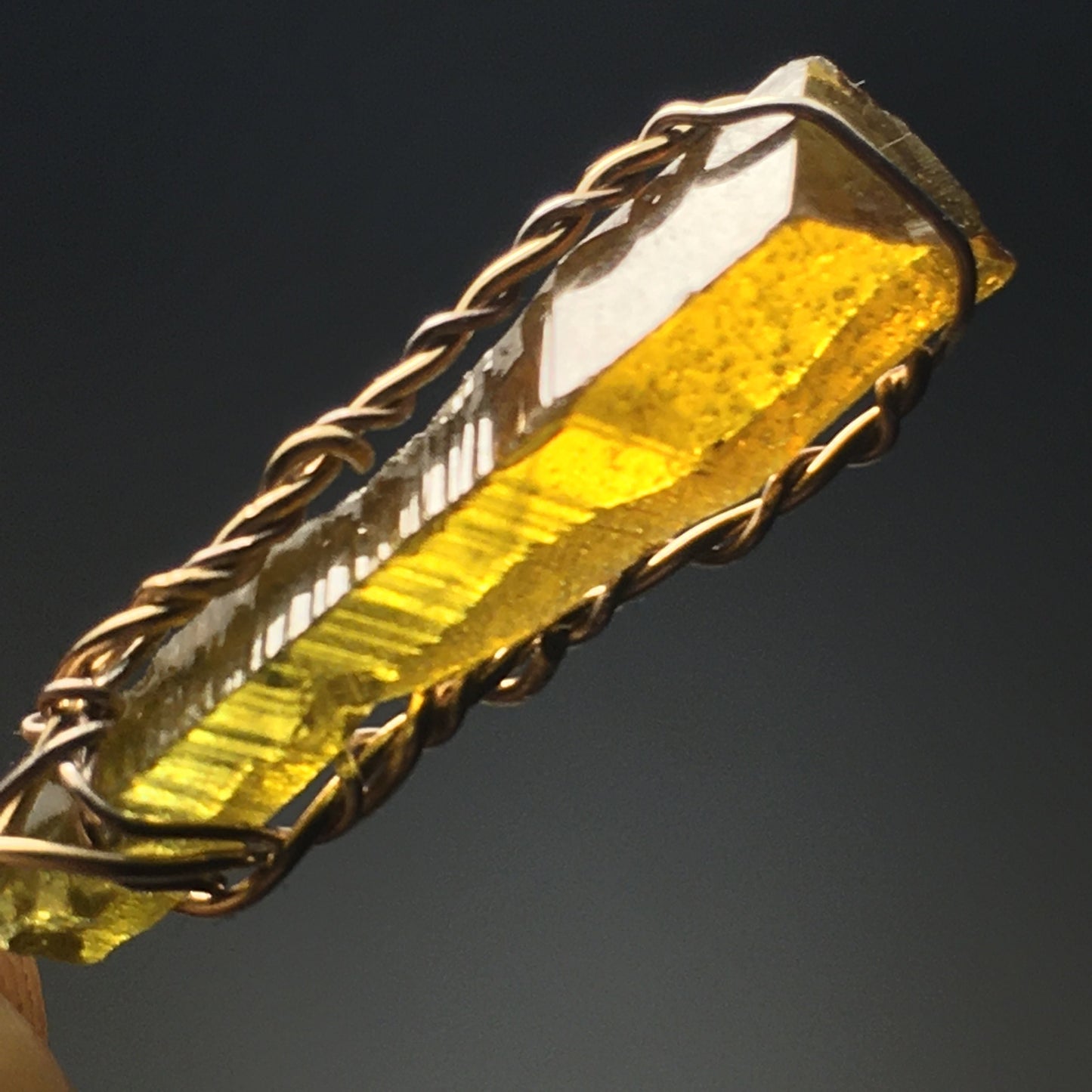 Orange Zincite and Gold Pendant with Chain