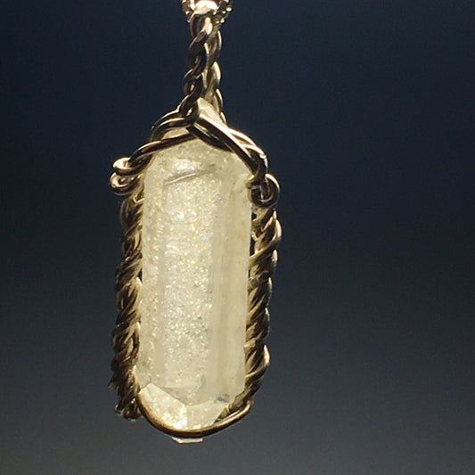 BIG Double-Terminated Clear White Zincite Crystal Pendant (UV REACTIVE)