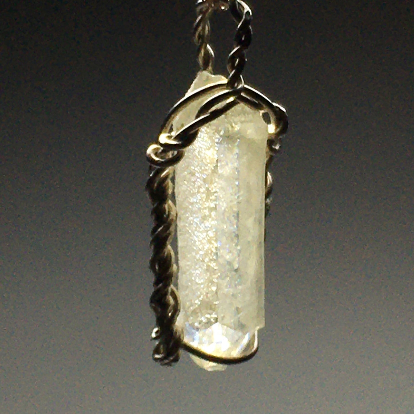 BIG Double-Terminated Clear White Zincite Crystal Pendant (UV REACTIVE)
