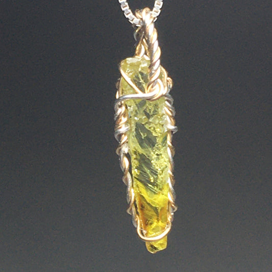 Yellow Zincite and Gold Pendant
