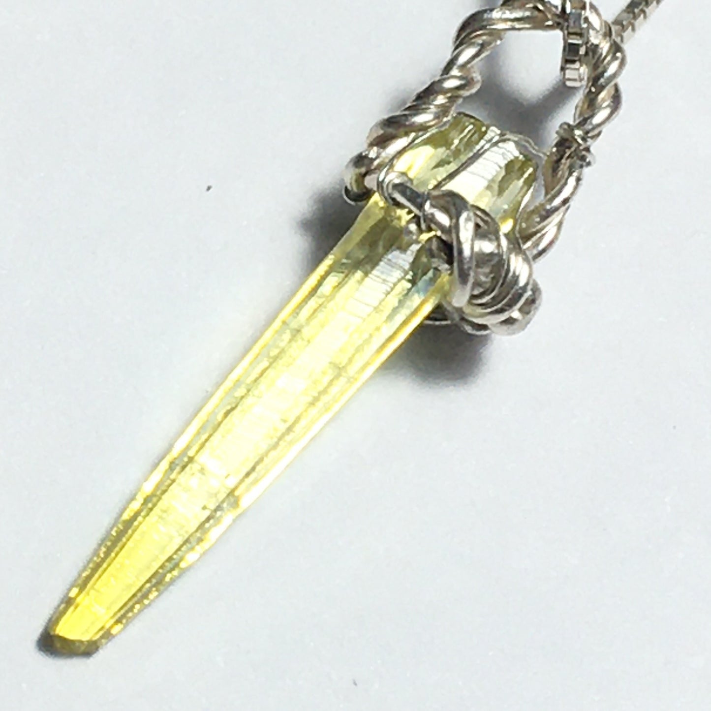 Green Zincite and Silver Pendant with Solid Sterling Silver Chain
