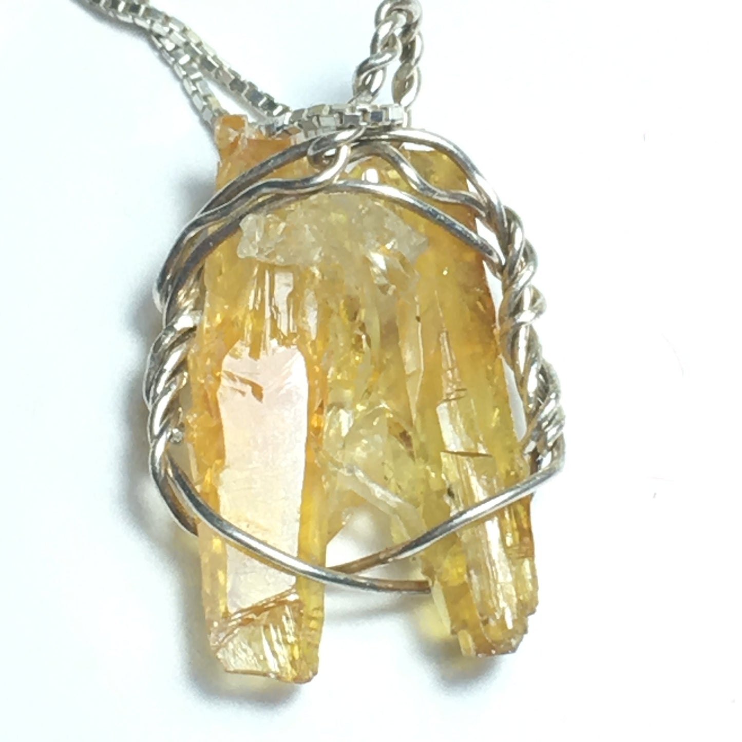 Orange Zincite Crystal Point and Sterling Silver Crystal Pendant and Chain